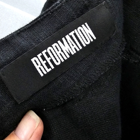 Reformation High-Rise Linen Blend Cropped Capri Coulatte Pants - Picture 4 of 7